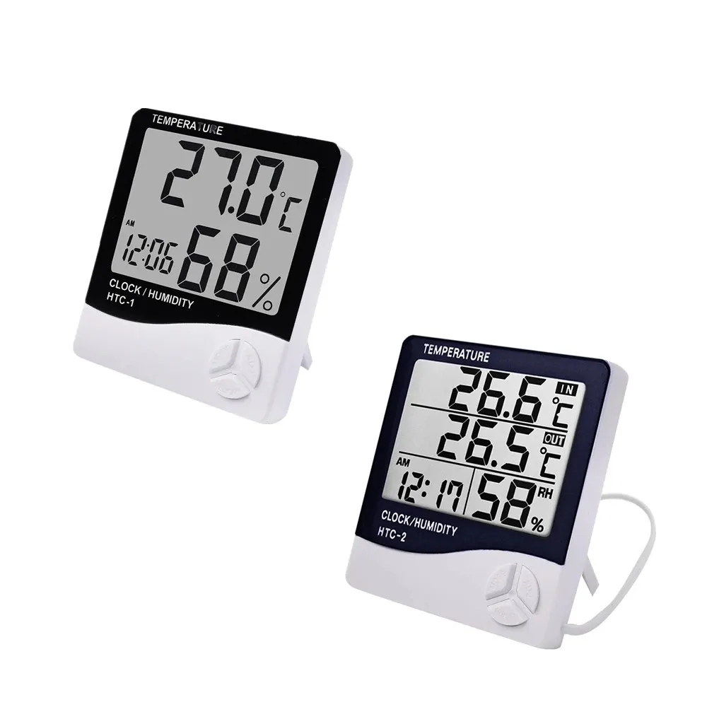 Weather Station Indoor - デジタルLCD温度および湿度計,屋内外の温度計,湿度計,気象観測所,時計,HTC-1, HTC-2