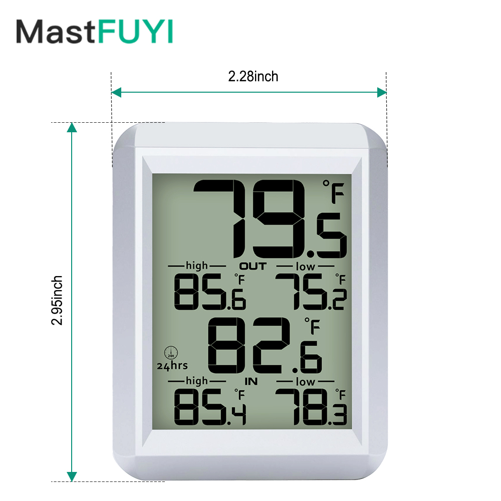 Weather Station Indoor - MASTFUYI デジタル温度計 室内/屋外 - ワイヤレスLCD温度計湿度計、湿度センサー付き、気象観測ステーション