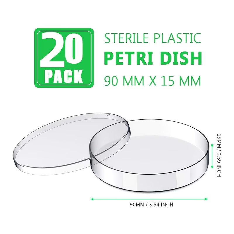 Science Experiment - 価格：蓋付きプラスチック製ペトリ皿20個、直径90mm×深さ15mm、滅菌ペトリ皿用、学校の科学実験用