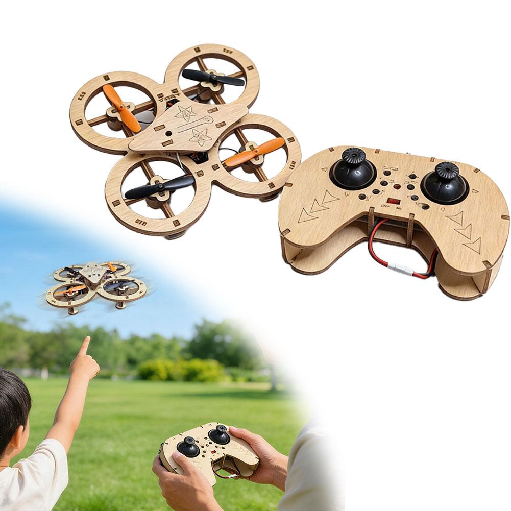 Science Diy Model - DIY木製RCドローンクアッドコプター組み立てキット - STEM教育科学実験航空機モデル 子供や学生へのギフト