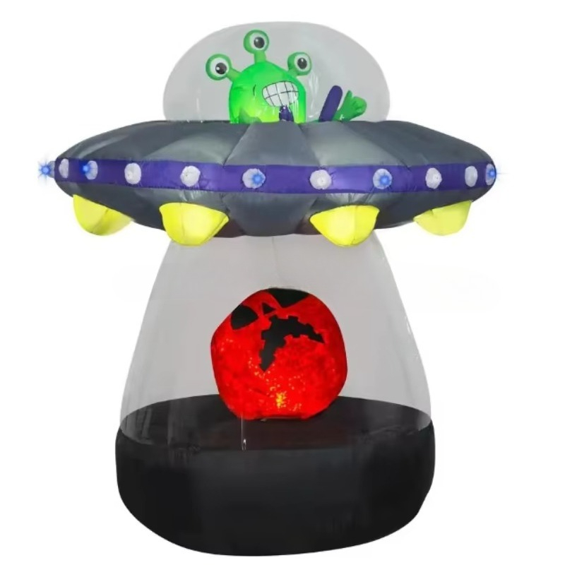 Science Exhibition Models - 天井科学展示ホールは、膨張式のエイリアン飛行円盤モデル、巨大な膨張式飛行円盤で装飾されています。