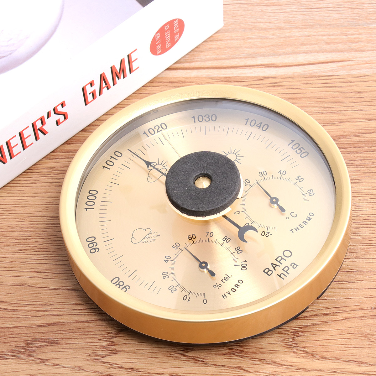 Barometer Analog Classic - 3-in-1アナログ気象ステーション 気圧計 温度計 湿度計 室内/屋外用 ステンレススチールフレーム
