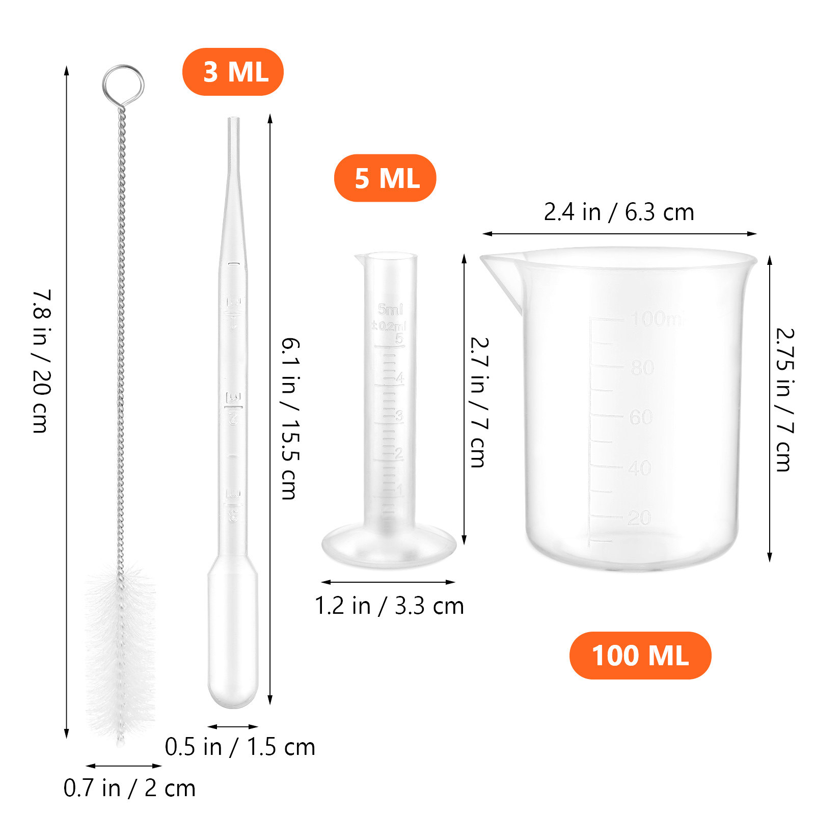1セット プラスチック製メスシリンダー、ビーカー、移し替えピ - Science Experiment のレビューと価格