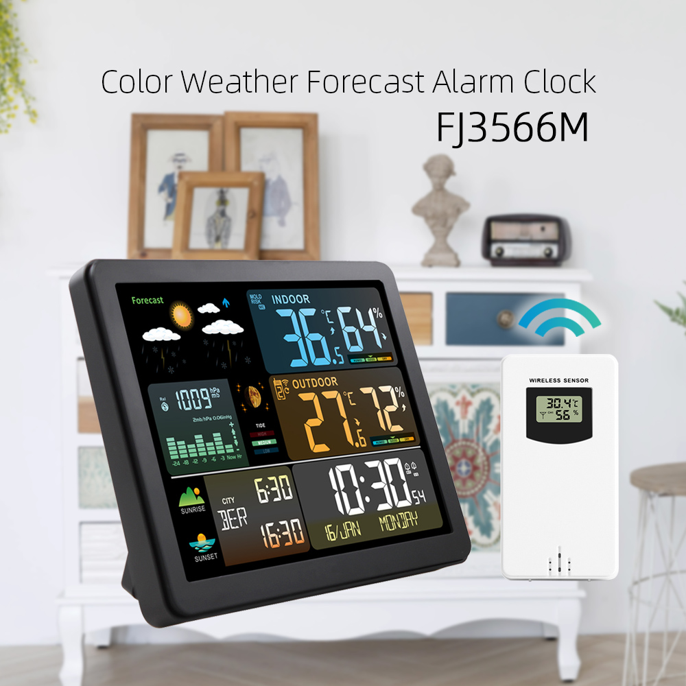 多機能大型カラースクリーン天気時計スマート気象観測ステーショ - Weather Station Indoor のレビューと価格