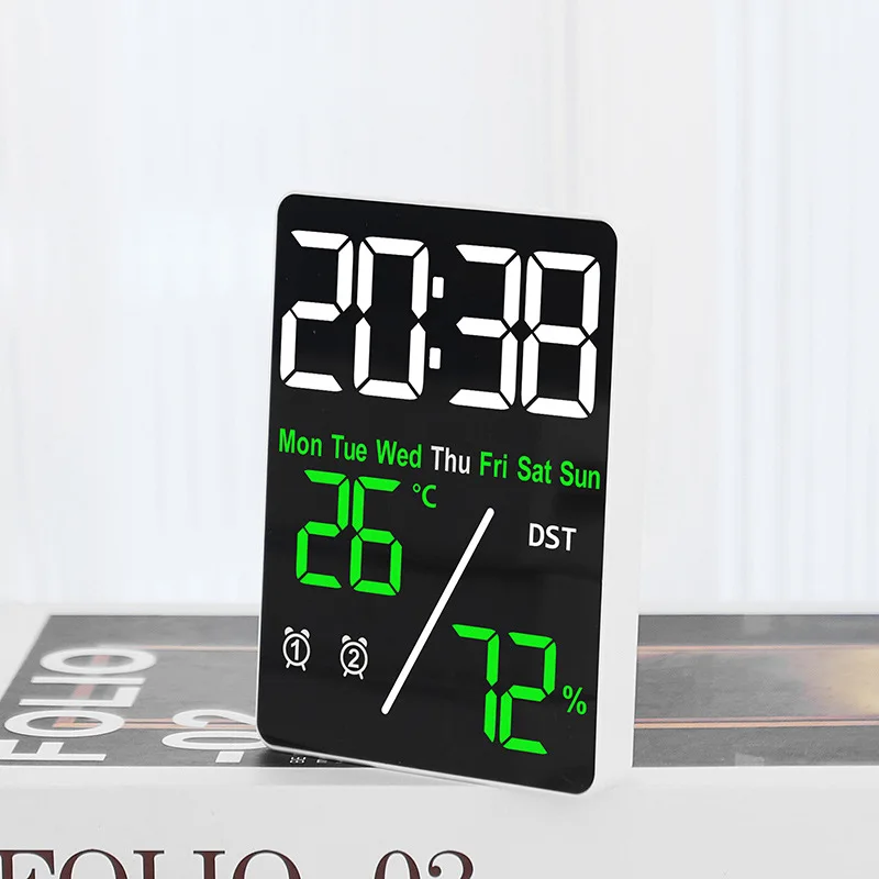 多機能大画面デジタル目覚まし時計湿度表示明るさ調整充電デスク - Weather Station Indoor のレビューと価格